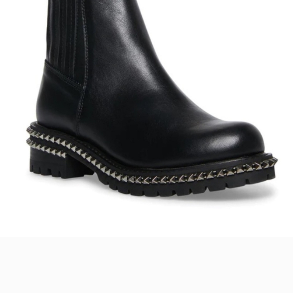 Steve Madden Galena Black Leather Studded Ankle Boot 9.5M